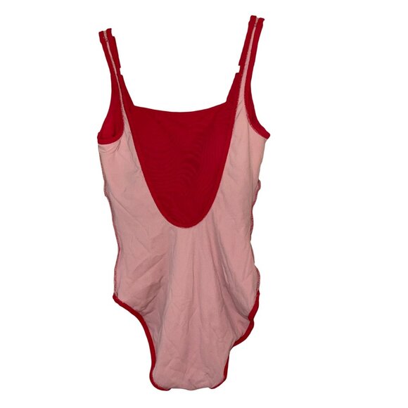 Gottex Vintage Womens Swimwsuit Size 12 Red Square Neck Scoop Back Stretch Knit - Picture 6 of 13